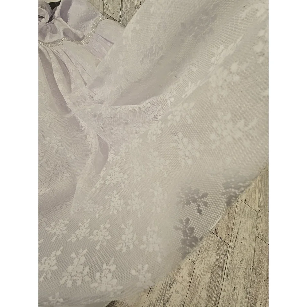 Bonnie Jean Communion Dress 7 Flutter Sleeve Flower Girl White Lace NEW